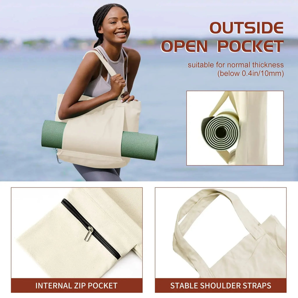 Canvas Tote Bag with Yoga Mat Carrier